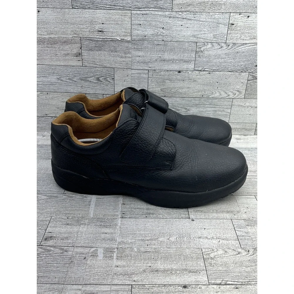 Dr. Comfort Shoes‎ Mens Size 12 Wide Black Leather Hook Loop Orthopedic Diabetic